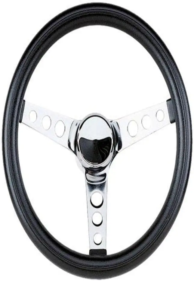 

Classic Steering Wheel 13.5" Diameter with 3.5" Dish, Black and Silver Finish, Includes Horn Button