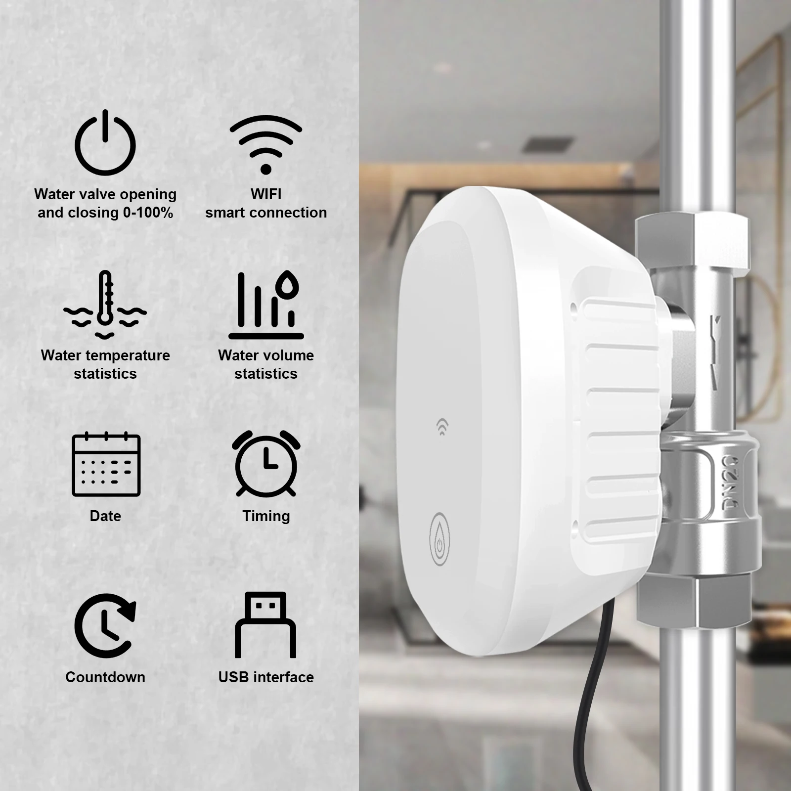 Tuya WiFi Smart Water Valve with Flow Meter Water Consumption Monitor Automatic Irrigation Controller for Garden Hot Water