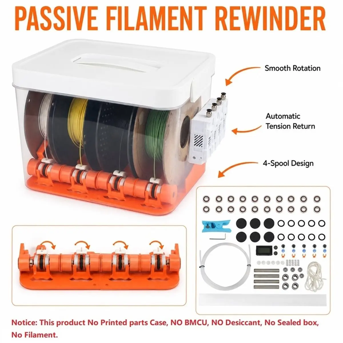 BMCU Filament Sealing 4-Spool Box and Automatic Tension Return for BMCU 370C AMS MMU 3D Printer Parts