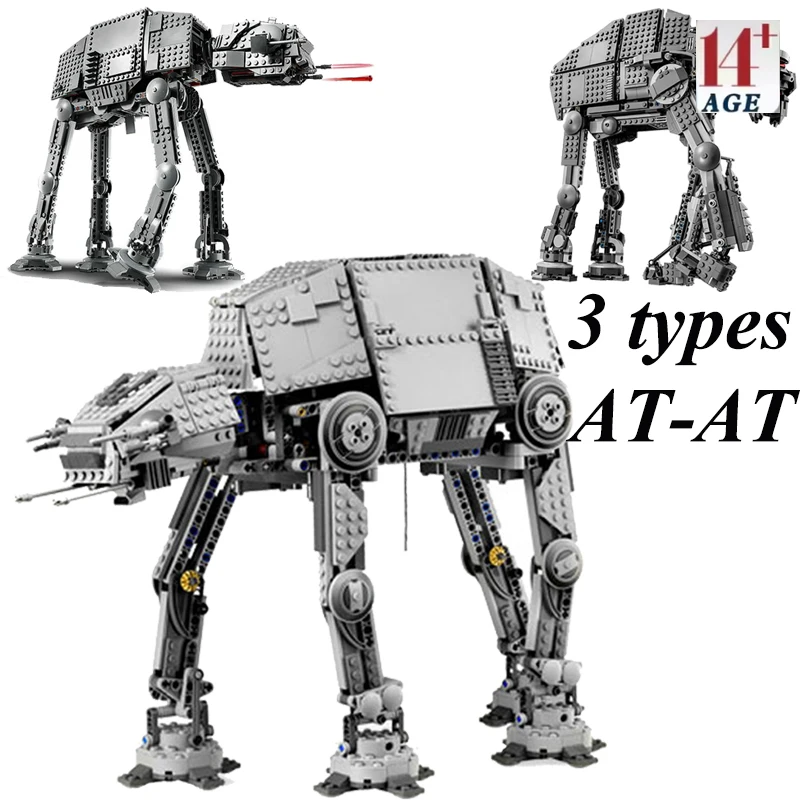 new3 Types Space  AT-AT All-terrain Armored Walker Transport Robot Building Blocks with Motorized Construction Bricks Toys Gifts