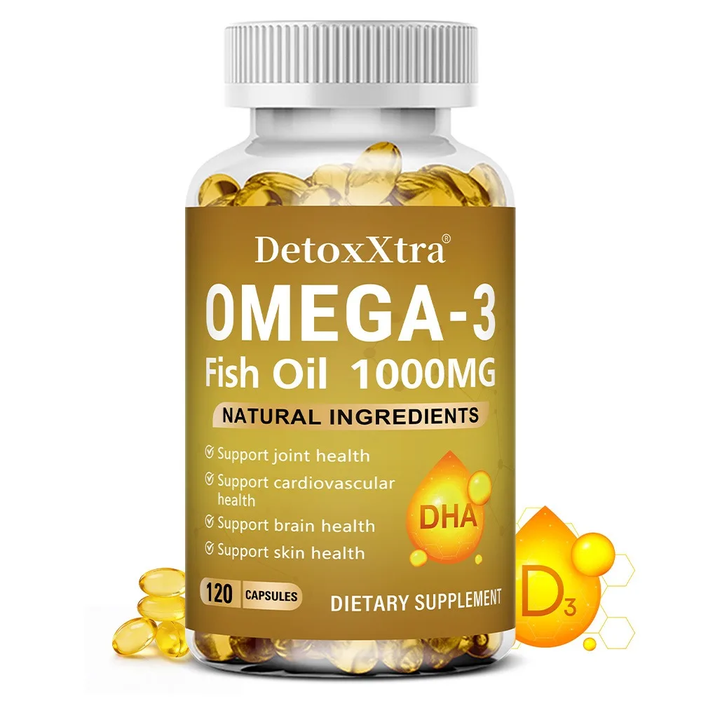Omega-3 Fish Oil 1000mg - Supports Joint, Cardiovascular & Brain Health, Skin Health, Daily Wellness
