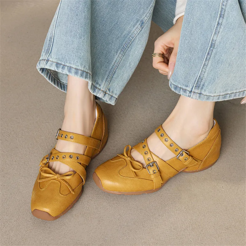 Nuevos Zapatos de Mujer de Piel Serraje para Otoño, Zapatos Mary Jane de Punta Redonda a la Moda para Mujer, Zapatos de Tacón Hechos a Mano para Mujer con Plantillas para Aumentar la Altura