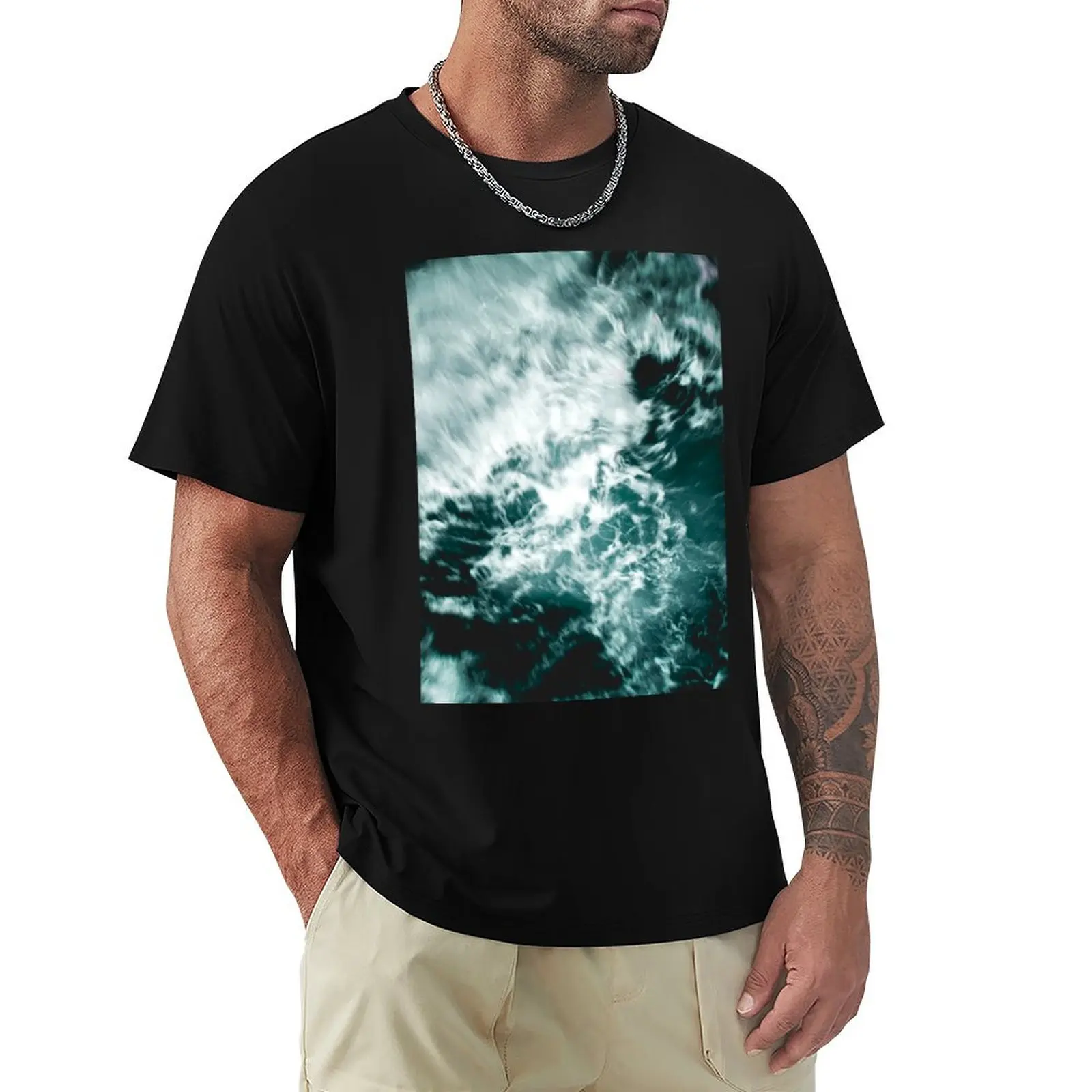 

Turquoise Sea Waves T-Shirt luxury designer quick drying summer top croswit shirt man mens t shirts