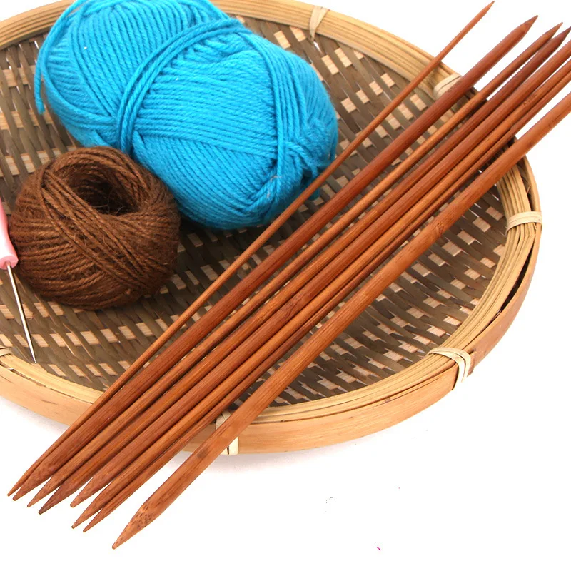 3-10mm Sweater Needles Carbonized Bamboo Crochet Knitting Needles Double-Ended Handcraft Knitting Tool 25cm Long