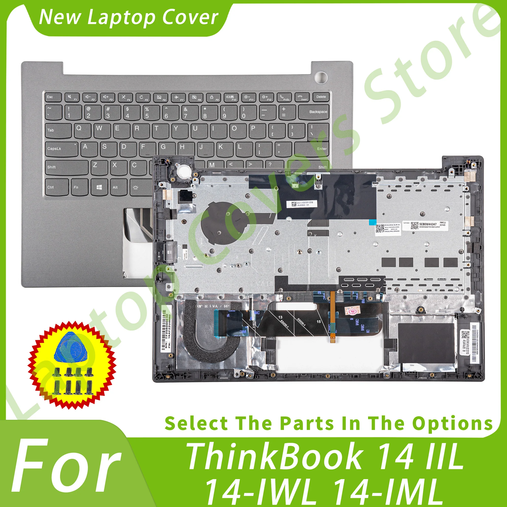 

Keyboard For ThinkBook 14 IIL 14-IWL 14-IML Upper Palm Rest with keyboard Gray 14inch