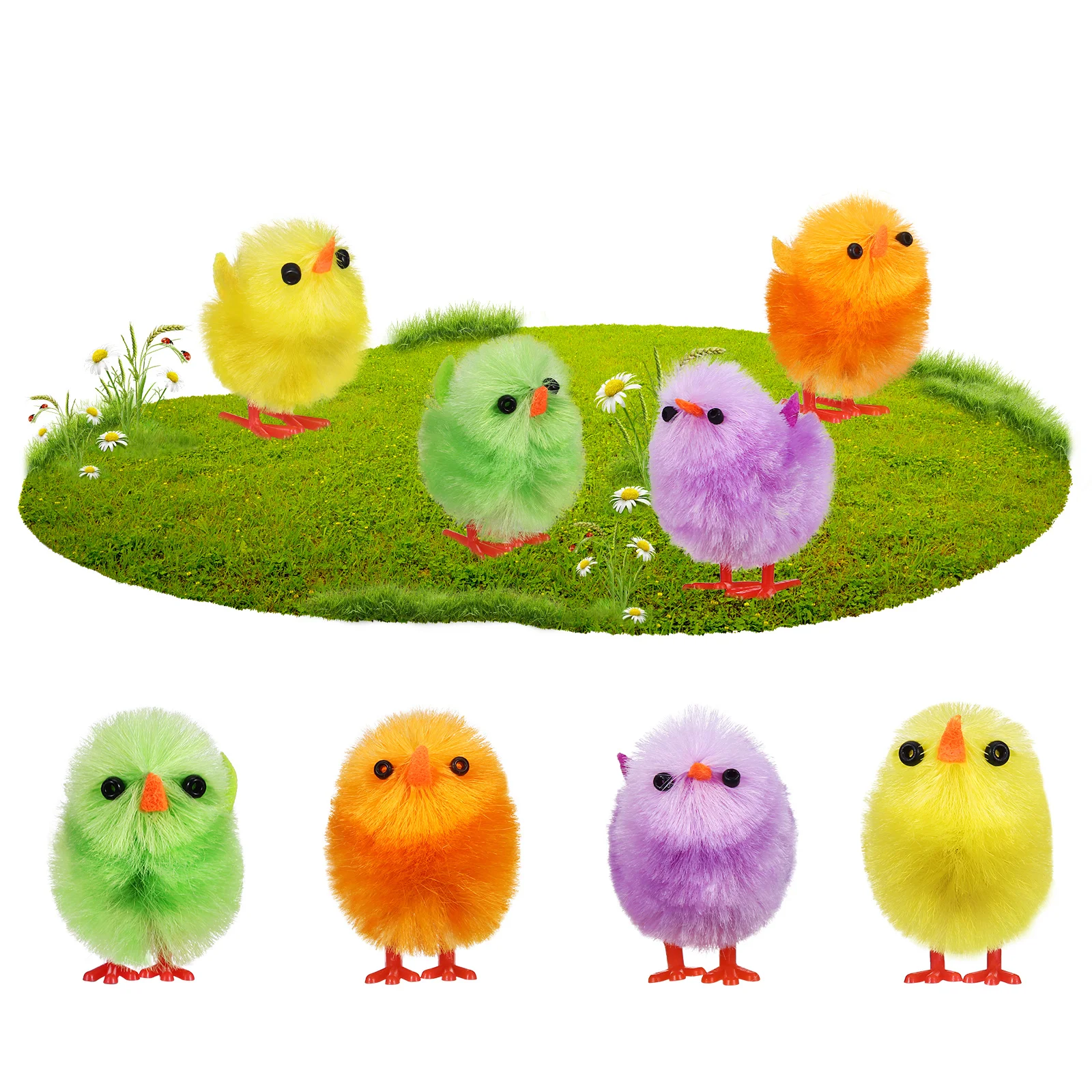 

8 Pcs Easter Velvet Chicken Pieces 3cm Rainbow Chicks Mini Stuffed Animal Fluffy Decorate Baby