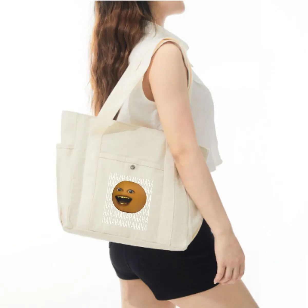 Orange Face Shows Cheerful Glee Fashionable Simplicity Shoulder Bag Multi Functional Women Shopping Bags