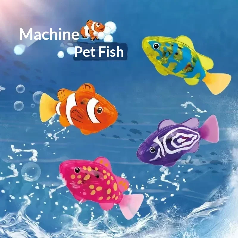 Electric Swimming Fish Tank Toy Realistic Light Up Induction Luminescence Robotic Fish Electronic Pet Water for Bath Time Play