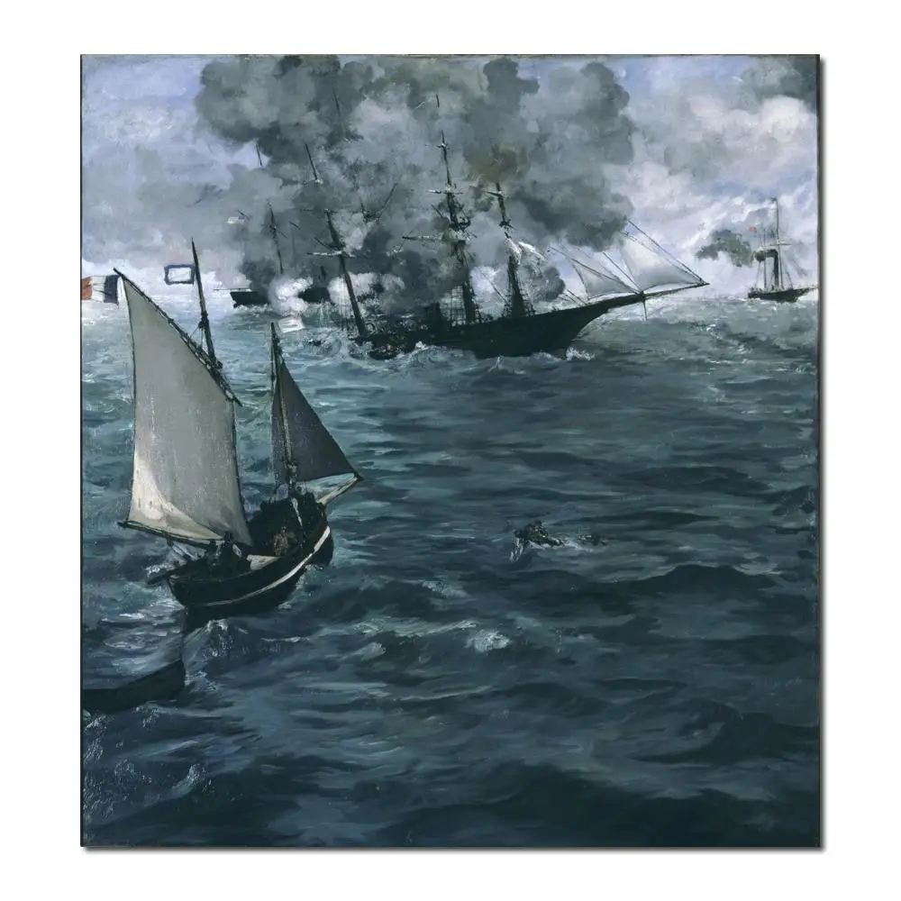 

modern colorful paintings Battle of the Kearsarge and the Alabama by Edouard Manet High Quality Hand painted