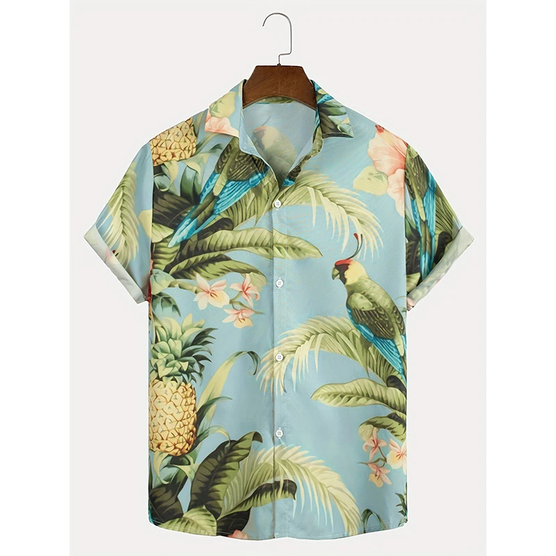 Summer Parrot 3D Print Hawaiian Beach Shirts Men Women Casual Fashion Streetwear Short Sleeve Shirt Blouse Harajuku Man Clothing