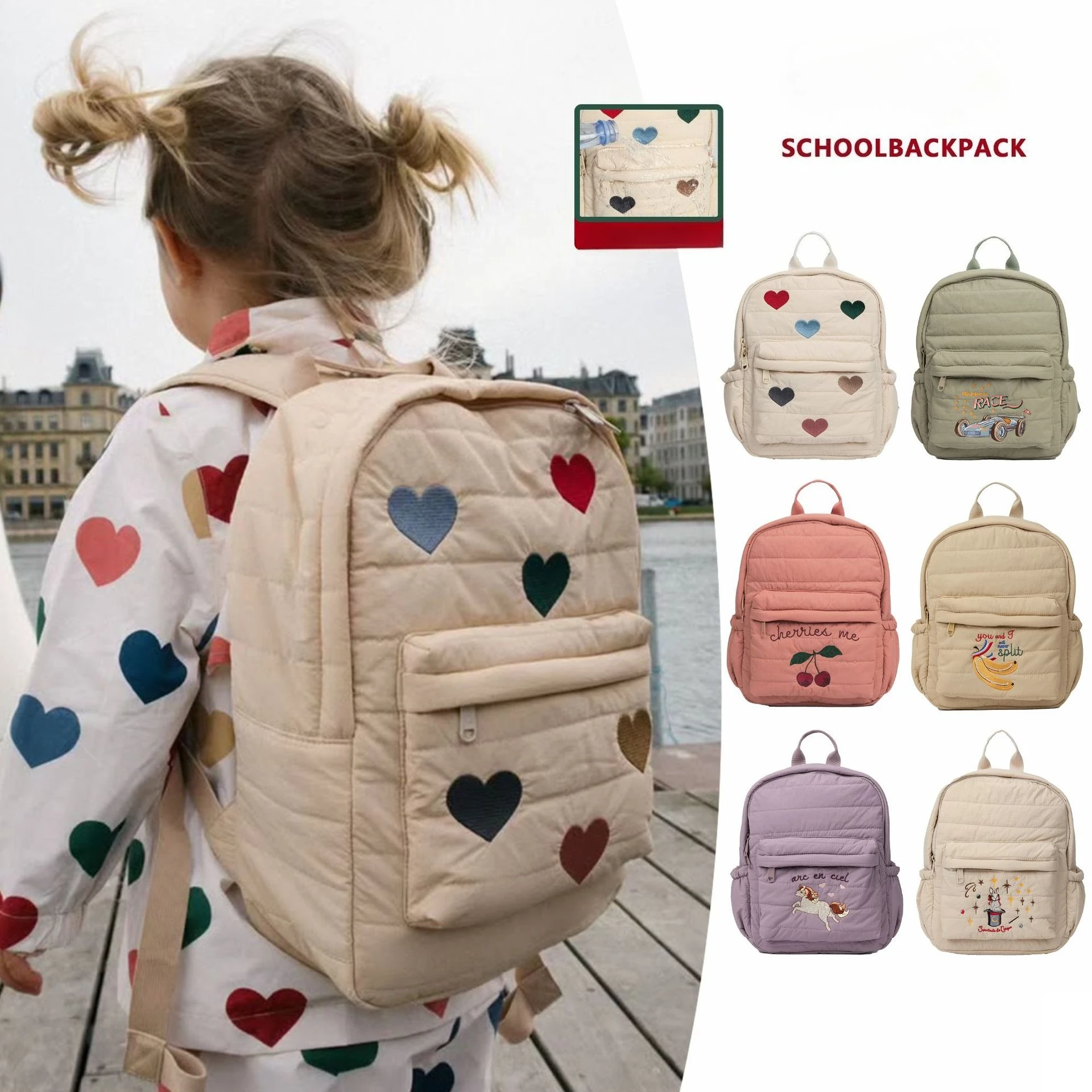 

Cartoon Embroidery Kids Backpack Kindergarten Schoolbag for 3-6 Years Waterproof Children's Lightweight Double-shoulder Backpack
