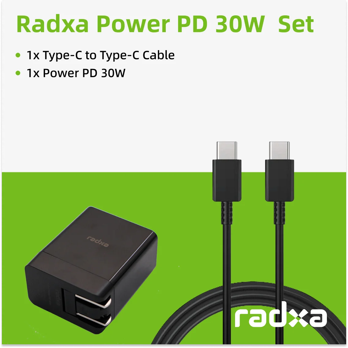 Radxa Power PD 30W EU และปลั๊กตัวแปลงเพาเวอร์และสาย C TO C สำหรับ30W-normal PD