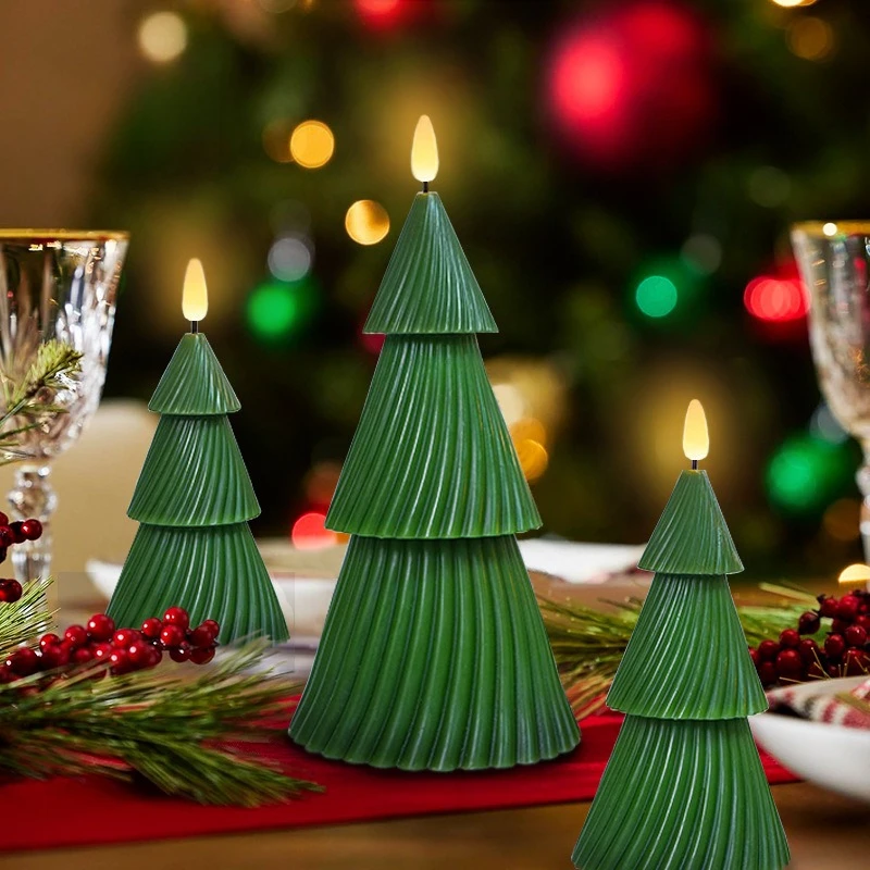 Fan-shaped Christmas tree led electronic candle light, atmosphere high-end ornament gift creative candle decoration