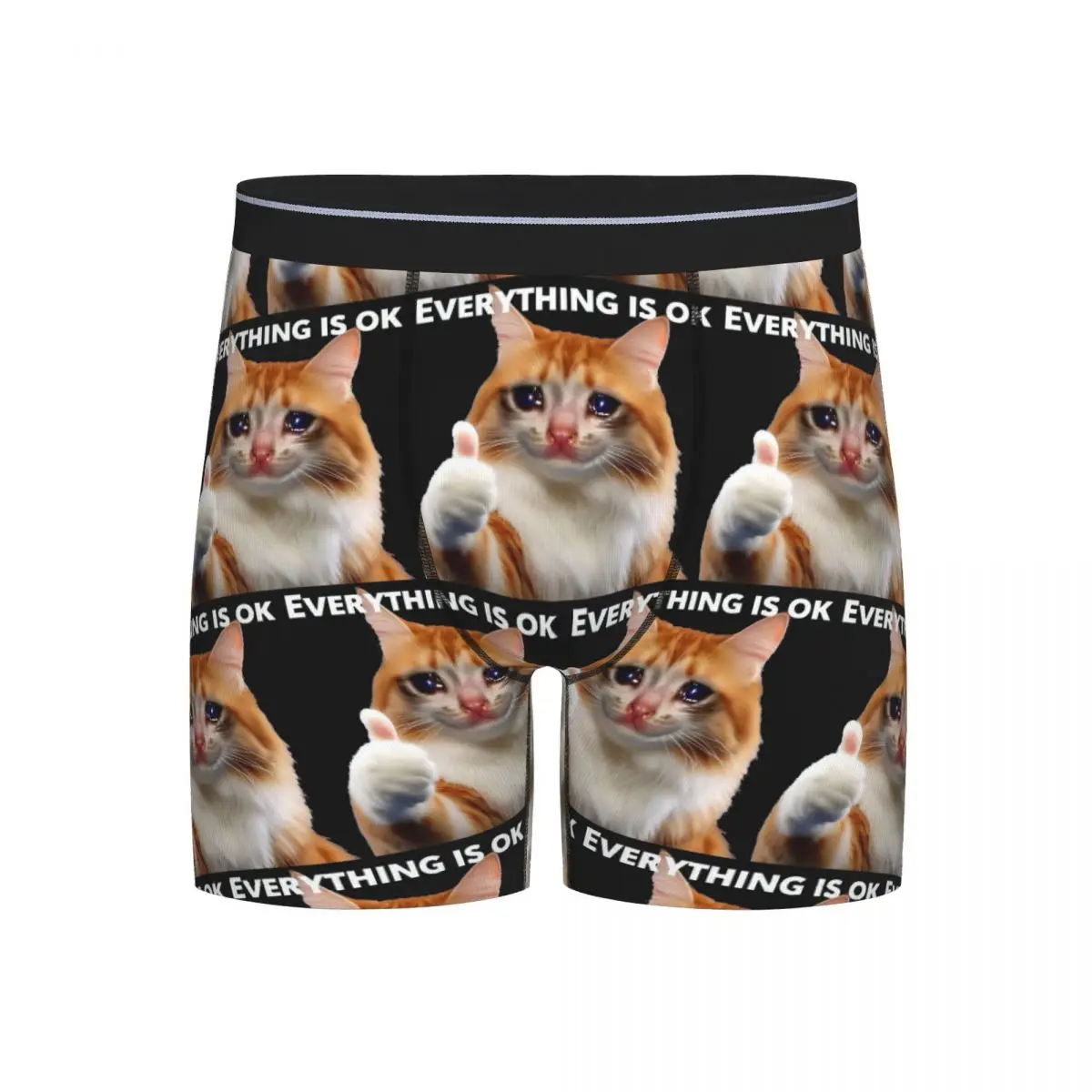 

Длинные трусы-боксеры, шорты, все в порядке, плачущие трусики с кошачьими мемами, мужское мягкое нижнее белье для мужчин, подарки бойфренду