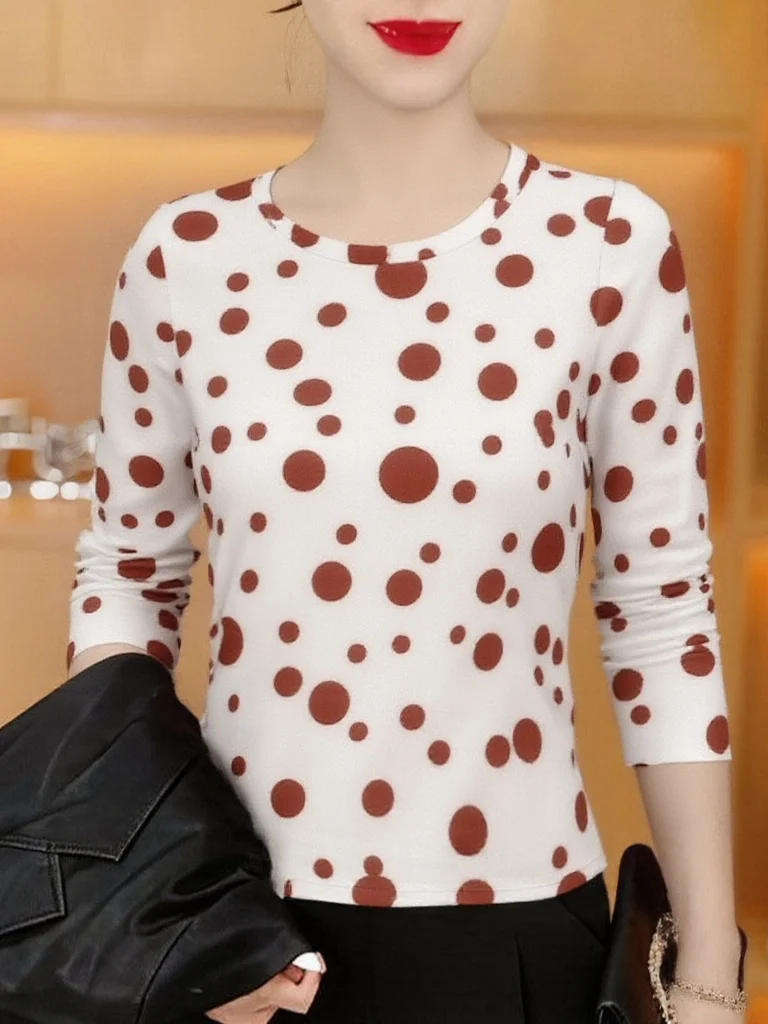 

Модная базовая футболка с длинным рукавом для женщин среднего возраста: корректирующая, омолаживающая, дышащая, из полиэфирного волокна