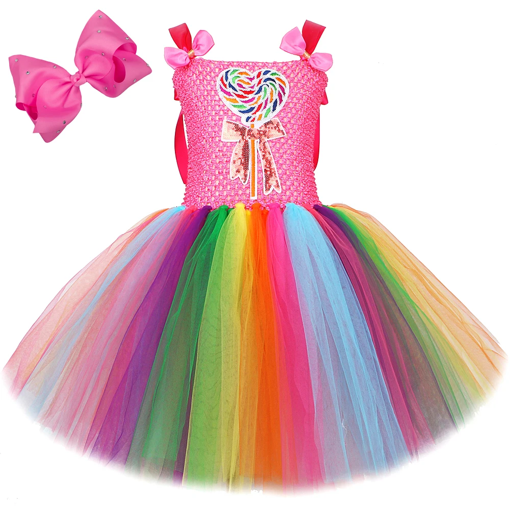 Baby Girls Rainbow Candy Tutu Dress Lollipop Birthday Costume for Kids Christmas Halloween Princess Dresses Outfit Child Clothes