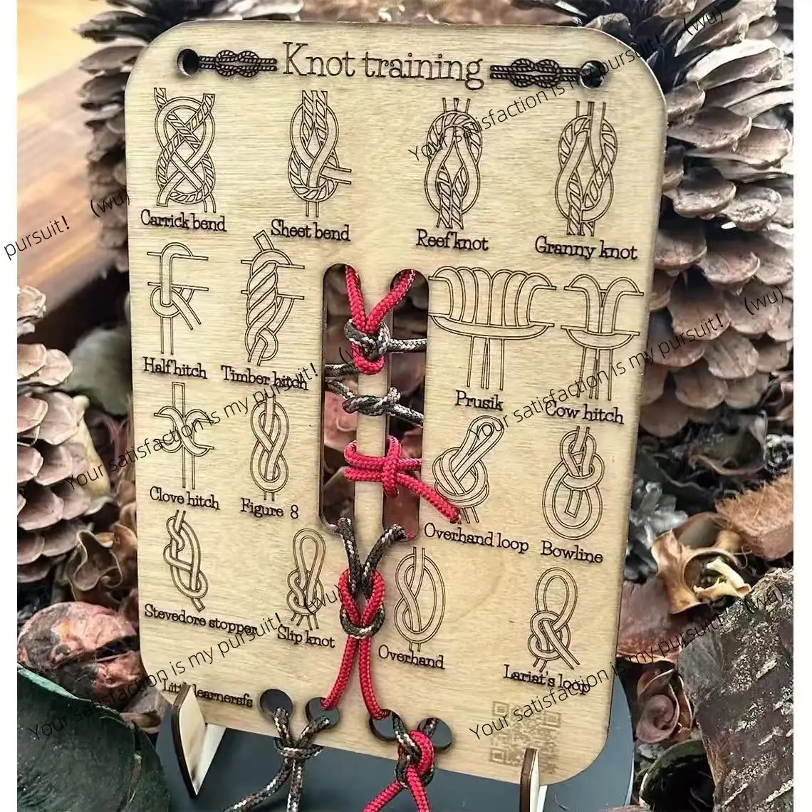 

Wooden knot learning training board, outdoor life-saving camping knot practice tool