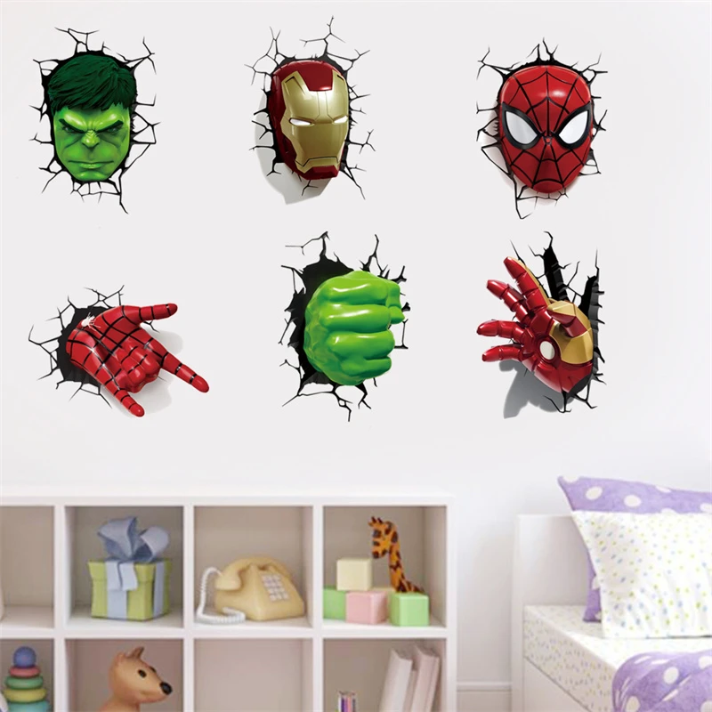 MINISO Cartoon Avengers DIY Wall Stickers For Kids Room Marvel Superhero Movie Poster Living Room Boy Bedroom Wall Decoration