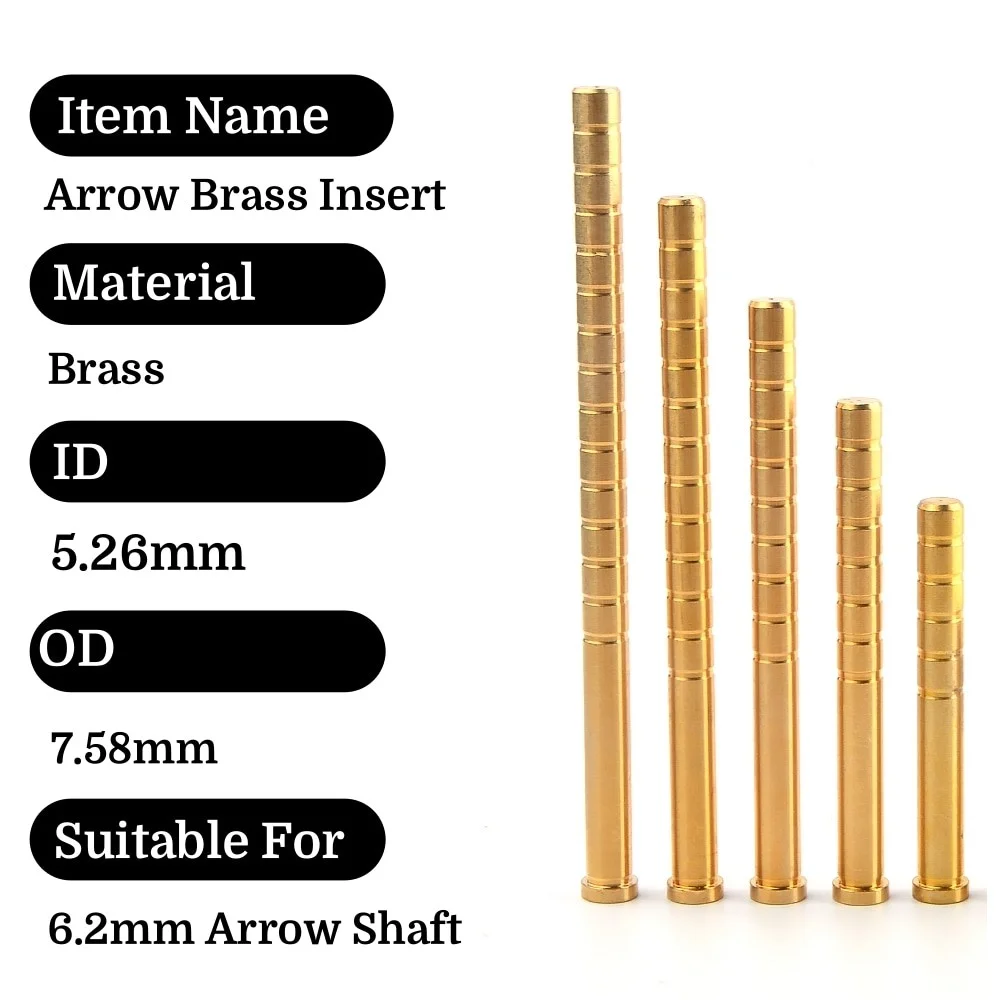 Archery Arrow Brass Inserts 200gr Single Weight 12 Pieces Copper Arrow Tip Adapter Precision Machined Fit 6.2 Inner Diameter Arrow Shaft Replacement Insert for Compound Recurve Bow Training Gear