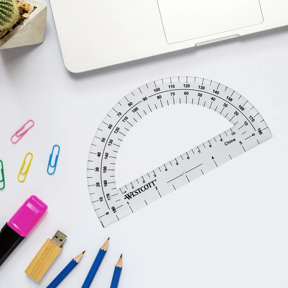透明なプラスチック製分度器 6インチ 180度 二重測定 教材 耐久性のある透明定規 12個セット 教室用