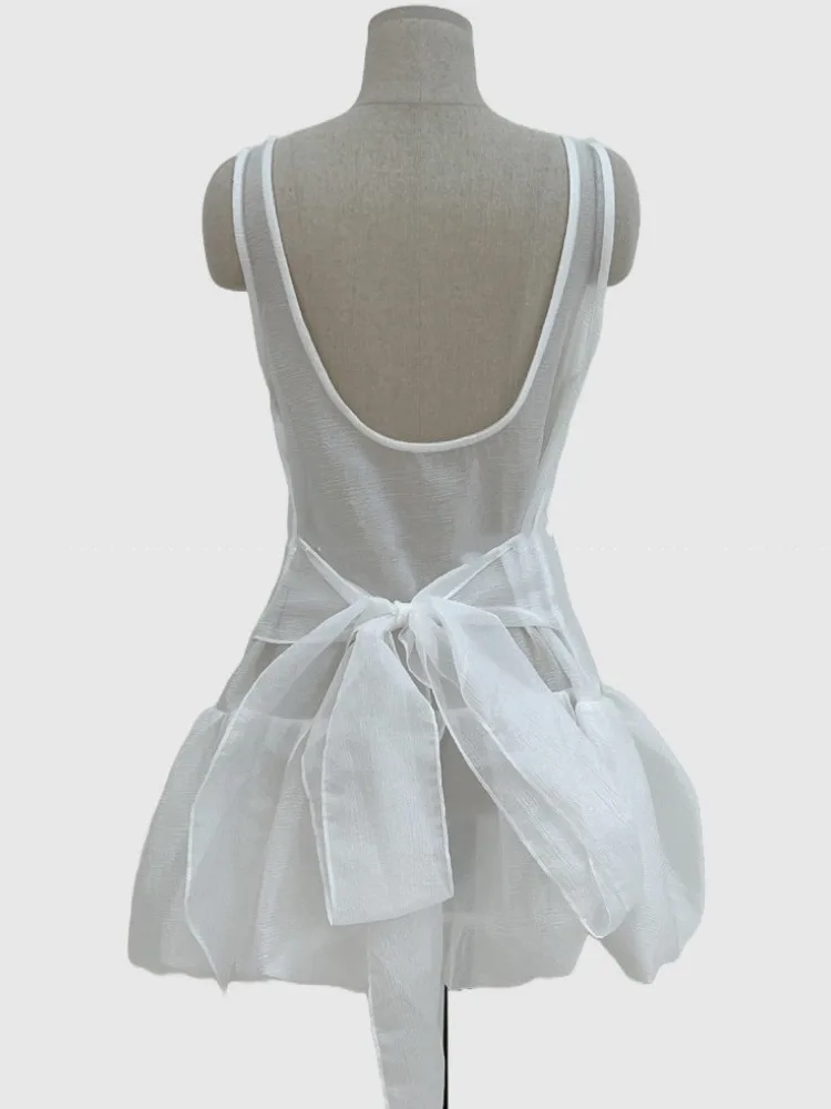 

Summer New Women's Vest Dr Knot Tied Me Lantern ort Skirt Layering Clothing Romantic Fairy T Sle Maxi D...