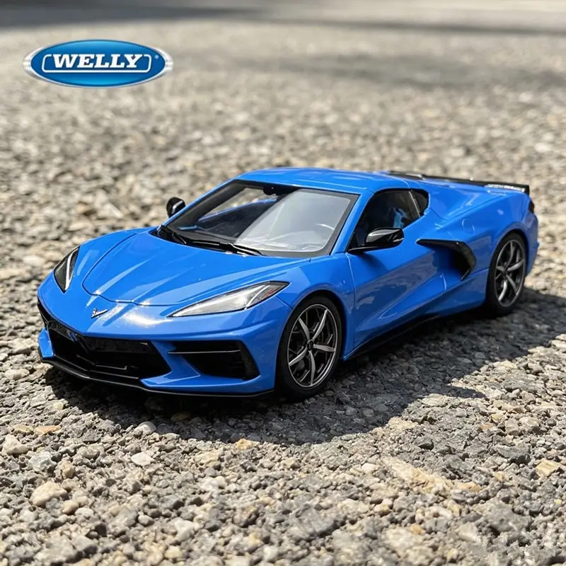 Welly 1:24 Chevrolet Corvette Z06 2023, Modelo de Auto Deportivo de Aleación, Vehículos de Carreras de Metal Fundido a Presión, Modelo de Auto de Alta Simulación, Regalo para Niños