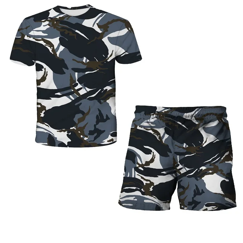 2023 Summer Kids Clothes Set For Baby Boys Camouflage Tops Pants 2PCS Short Sleeve Costume Tracksuit Outfits Set