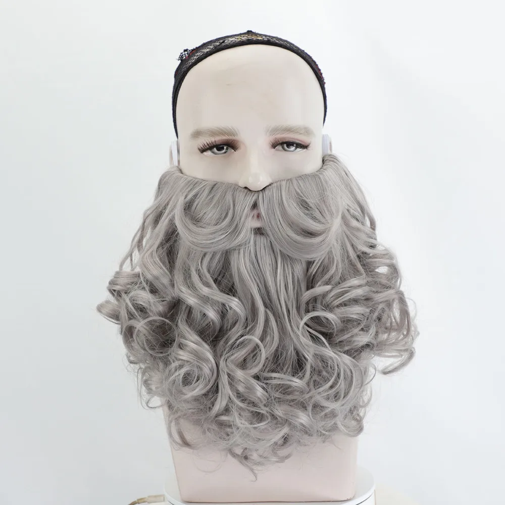 Weißer, brauner, orangefarbener, schwarzer, grauer Weihnachtsmann-Bart für Cosplay, verstellbarer Kunstbart mit Schnurrbart, Weihnachtsparty-Accessoire – Detail 11