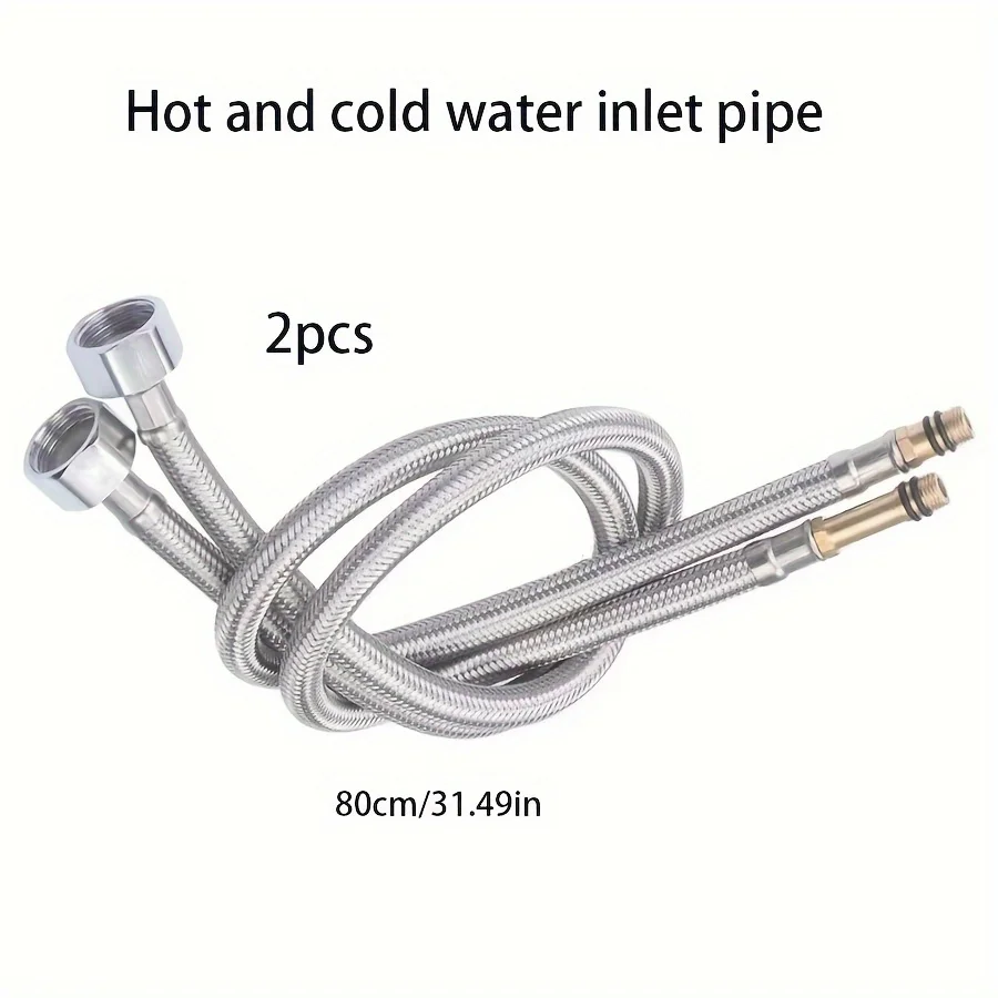 2pcs304 stainless steel metal braided hose dish basin basin hand washing pointed steel wire hose double head hot and cold water