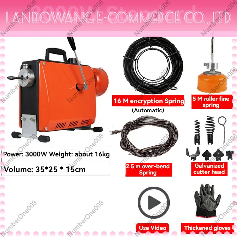 2200W 3000W Electric Drain Auger Sewer Cleaner Machine Automatic Feed Pipe Dredger for Toilet Floor Drain Unclogging