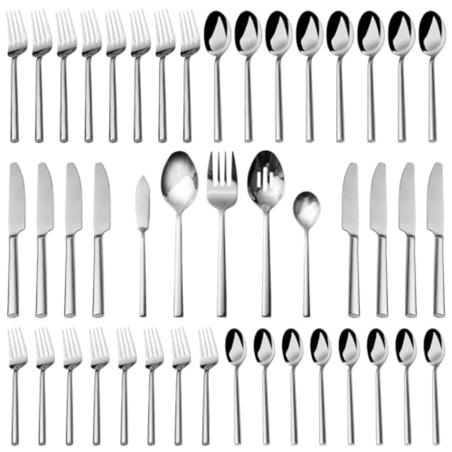 

Набор столовых приборов Potter из 45 предметов, кованая нержавеющая сталь, на 8 персон, серебристая отделка, можно мыть в посудомоечной машине