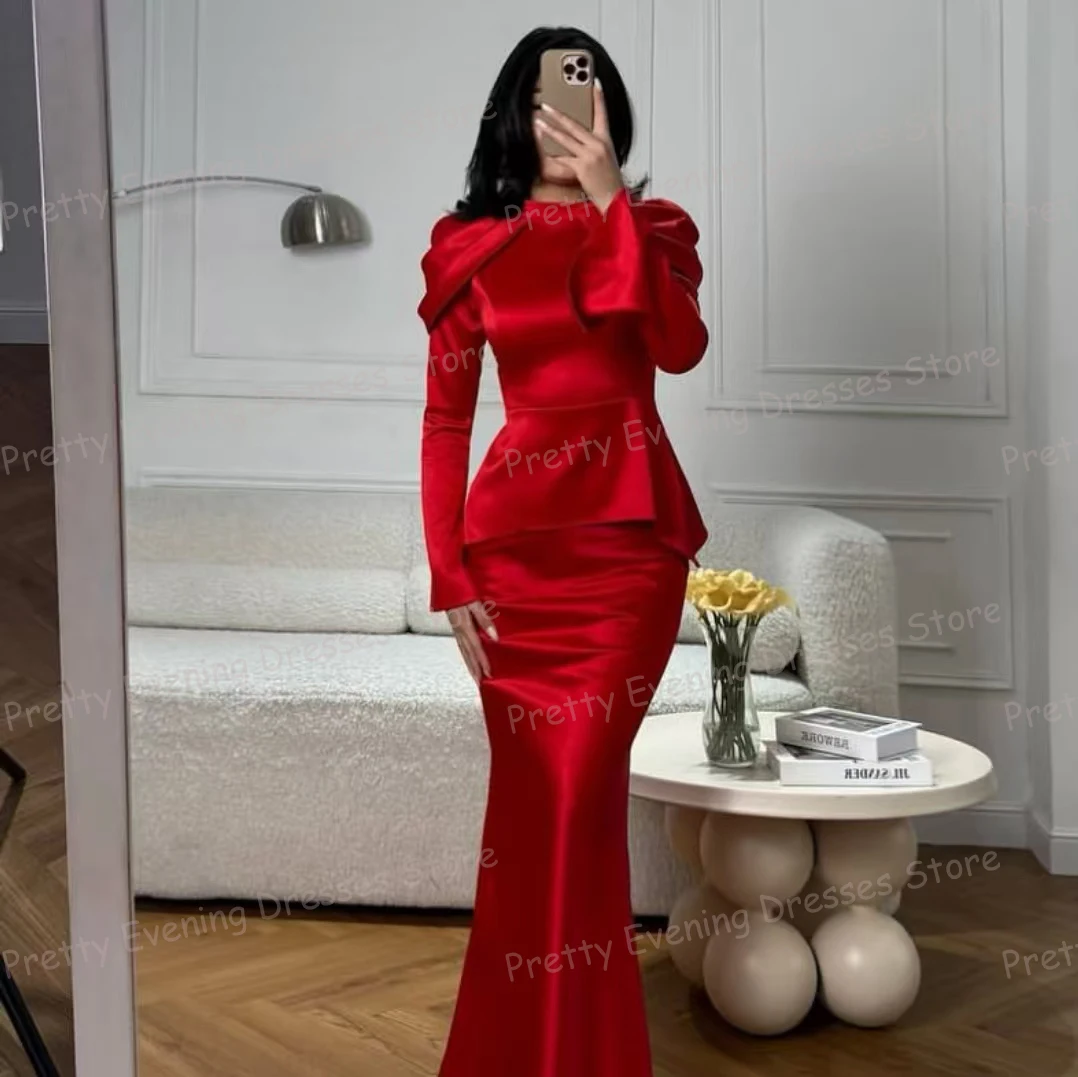 

Простые вечерние платья, женские платья русалки для выпускного вечера с длинными рукавами и оборками, вечерние модные платья по индивидуальному заказу, Vestidos De Novia Soirée