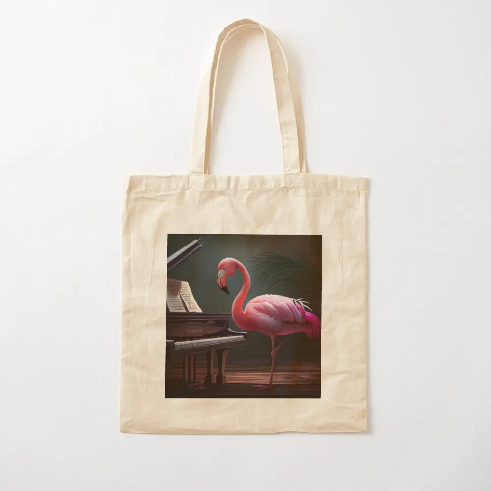 

Flamingo Plays the Piano Tote Bag bags luxury women Canvas shoulder bag cloth bag woman luxury women