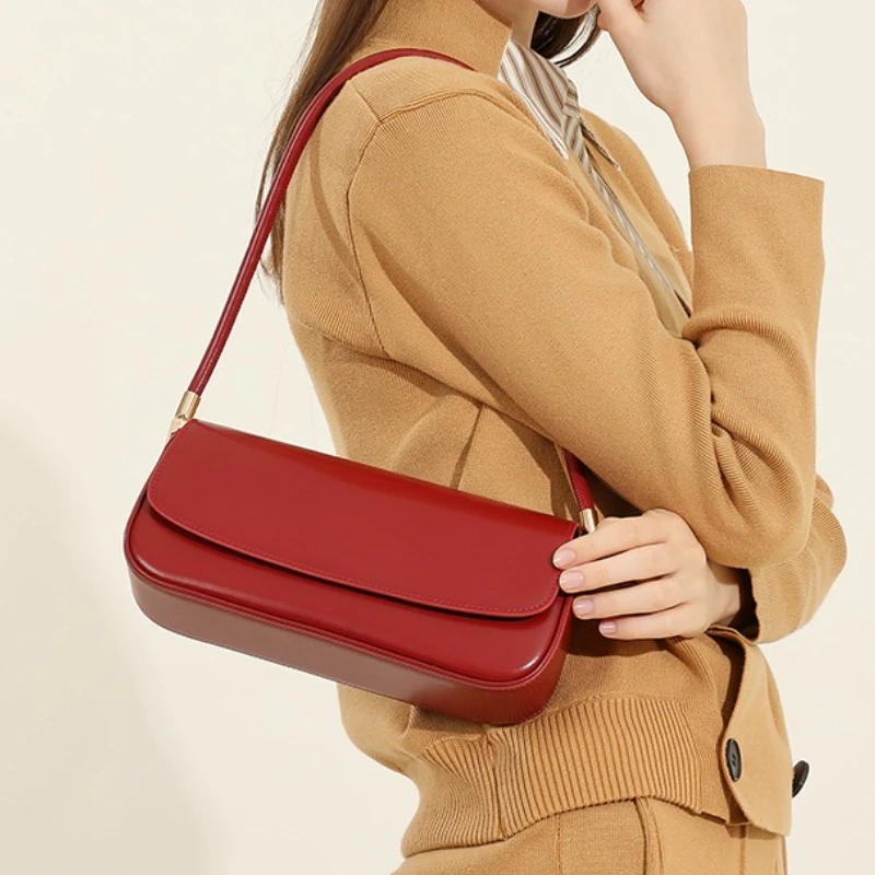 

Высококачественная женская сумка-седло из натуральной кожи, ручная женская сумка на одно плечо простого дизайна, элегантная сумка подмышками