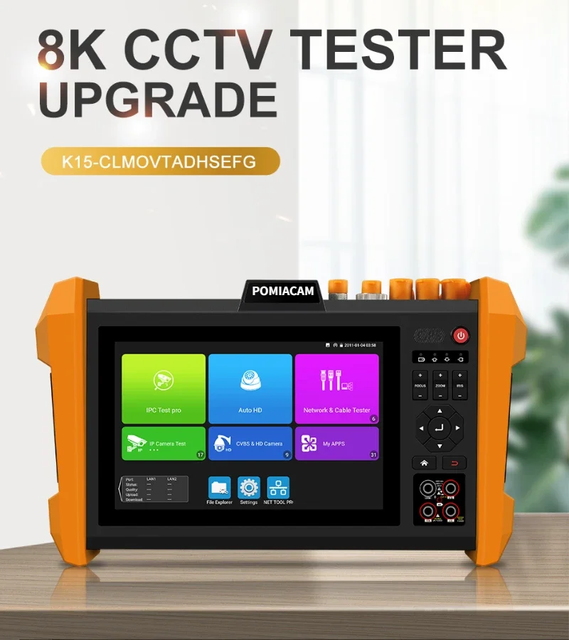 K15 Multifunctionele Professionele Tester 7 Inch Ips Touchscreen Cctv Tester Sfp Optische Module Ahd/Cvi/Tvi/Sdi/Hdmi/Vga Ingang