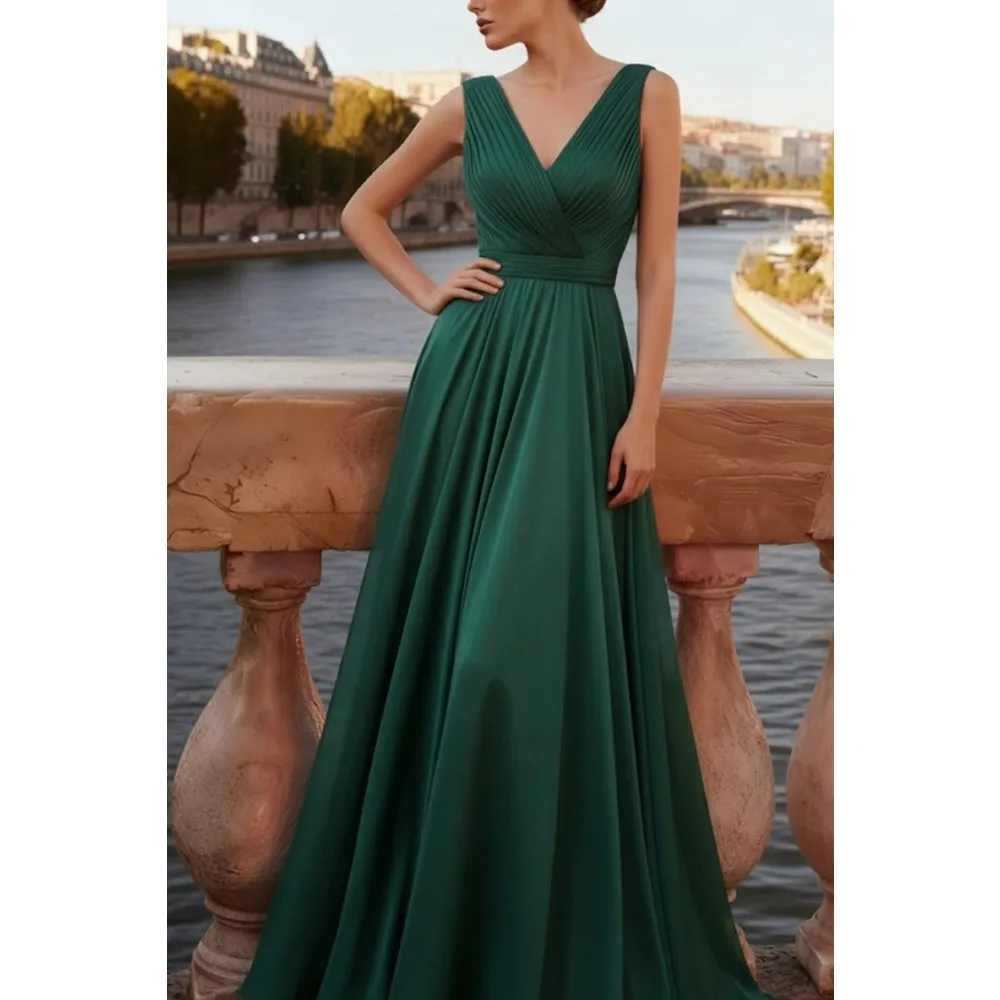 Customized A Line V Neck Mother of Birde Dresses 2026 Pleated Women‘s Wedding Party Attire Gowns Formal Elegant Evening Dress