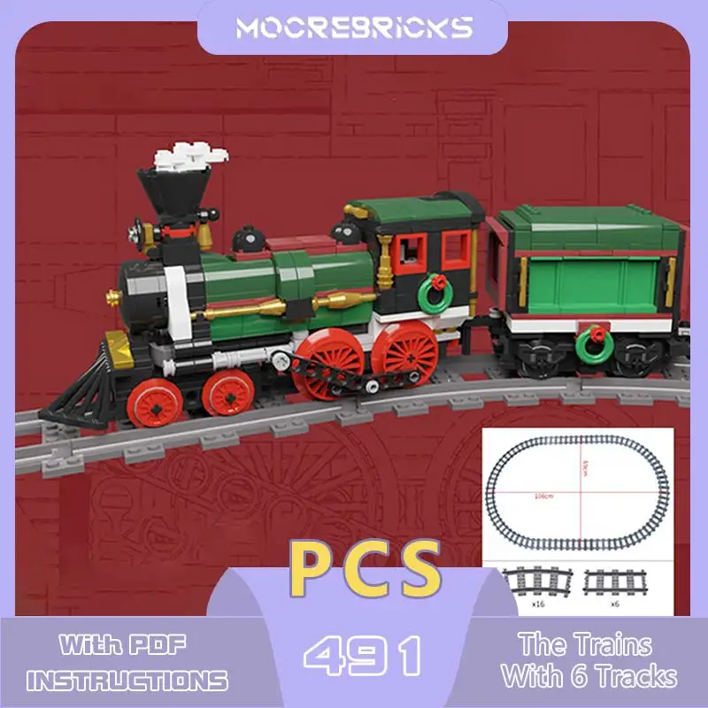 Mattoni popolari MOC inverno natale motorizzato e migliorato treno di natale Building Blocks Kit modello di assemblaggio giocattoli per bambini regalo di natale