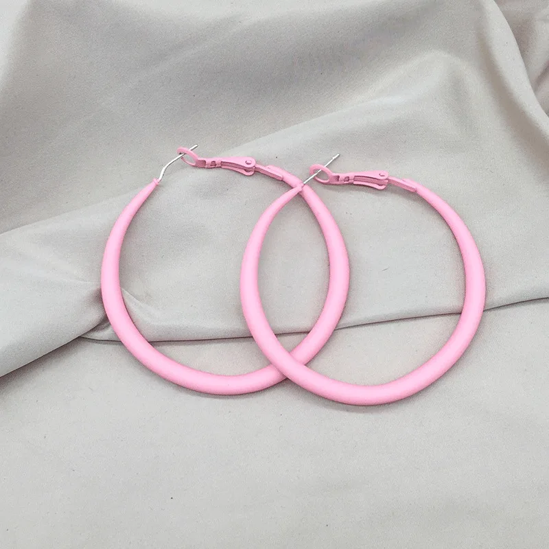 5cm Round Circle Hoop Earrings for Women Big Geometry Dangle Earrings Colorful Punk Loop Jewelry Party Accessories