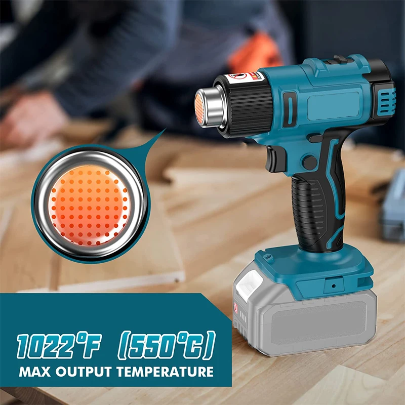 

Cordless Handheld Hot Air Gun Temperatures Adjustable with 2 Nozzles Electric Heat Gun for Makita 18V Lithium Battery Power Tool