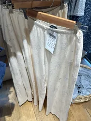 Pantalon Droit Rétro Américain pour Femme, Imprimé Petit Lapin, Mignon, Chic, Long, en Coton, Taille artificiel astique, Vêtements d'NikDécontractés, Surintendant d'Été