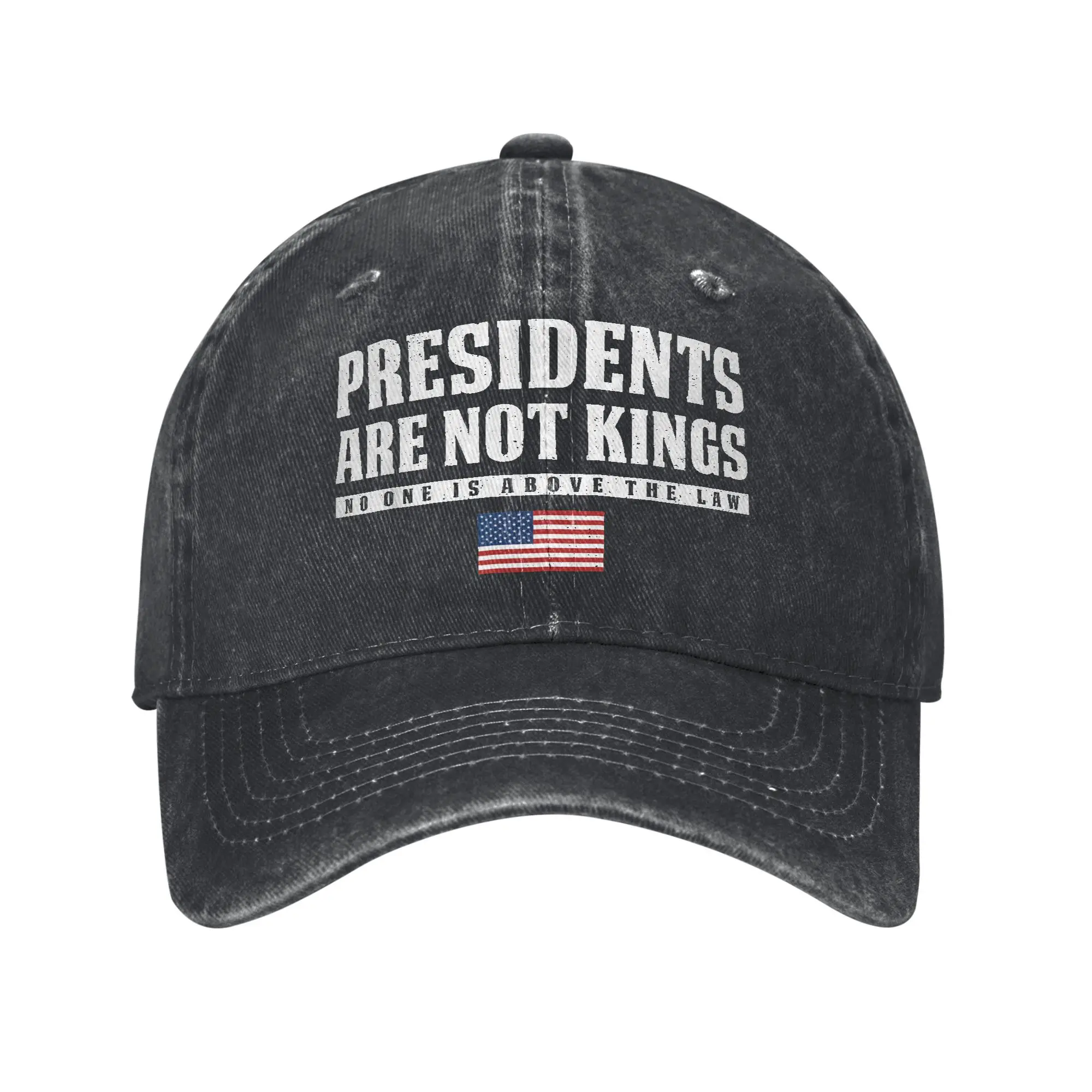 Presidents Are Not Kings USA Flag Unisex Baseball Cap No Kings In America Distressed Denim Washed Hats Cap Outdoor Soft Headwear