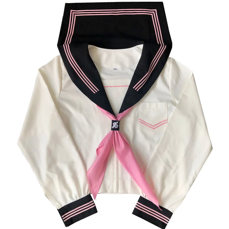 Uniforme scolaire JK pour étudiants japonais, olympiques noirs et roses trempés, uniforme scolaire à manches longues d'été pour filles, vêtements Lolita