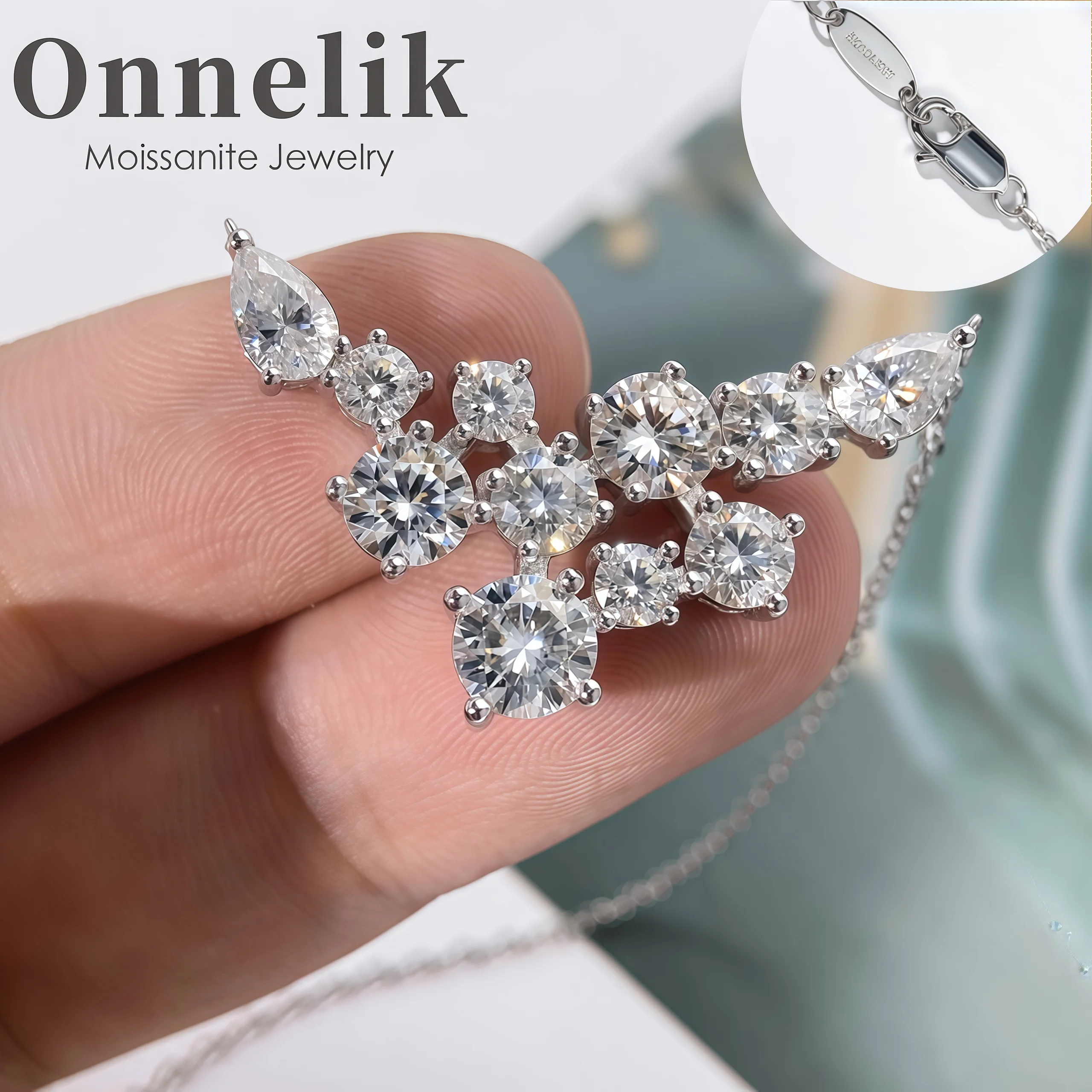 

Onnelik 4.8CT D Color Moissanite Wing Pendant for Women 100% S925 Sterling Silver Sparkling Wedding Engagement Fine Jewelry