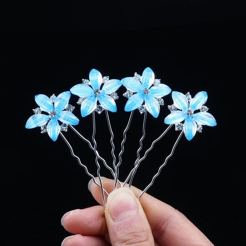 الراقية العروس دبوس الشعر أداء الأطفال دبوس الشعر فستان الشعر لؤلؤة الشعر شوكة كريستال زهرة على شكل حرف U كليب الأوروبية وأميري