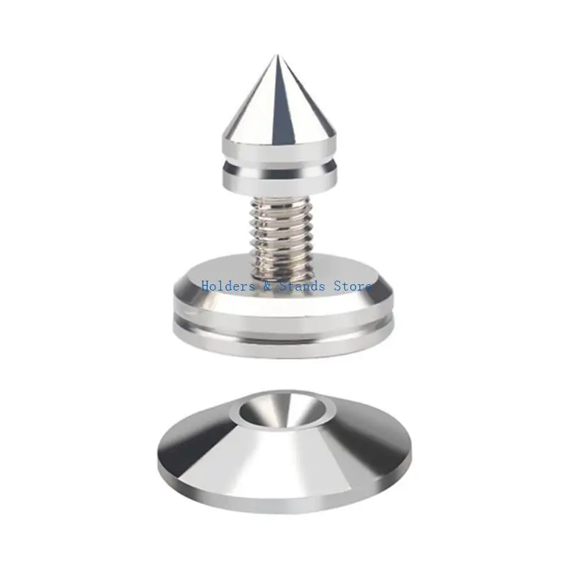 Y4ue 1set Silver Metal Spikes Aislamiento Pies aislamiento Mejora sonido en los sistemas HIFI