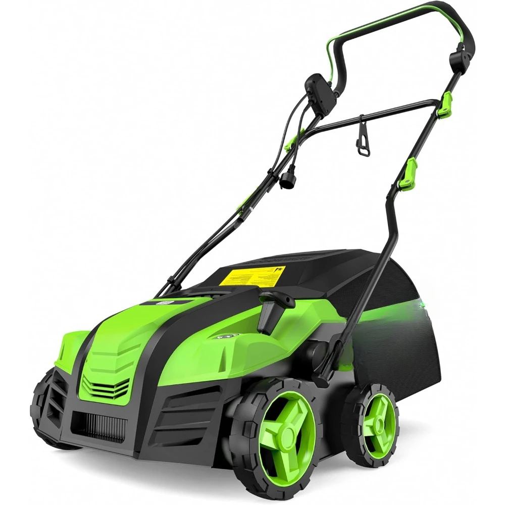 

16” Lawn Mower, Artificial Turf Vacuum,15Amp Grass Sweeper, Power Brush W/ 45L Removable Leaf Collection Bag, Lawn Moerw