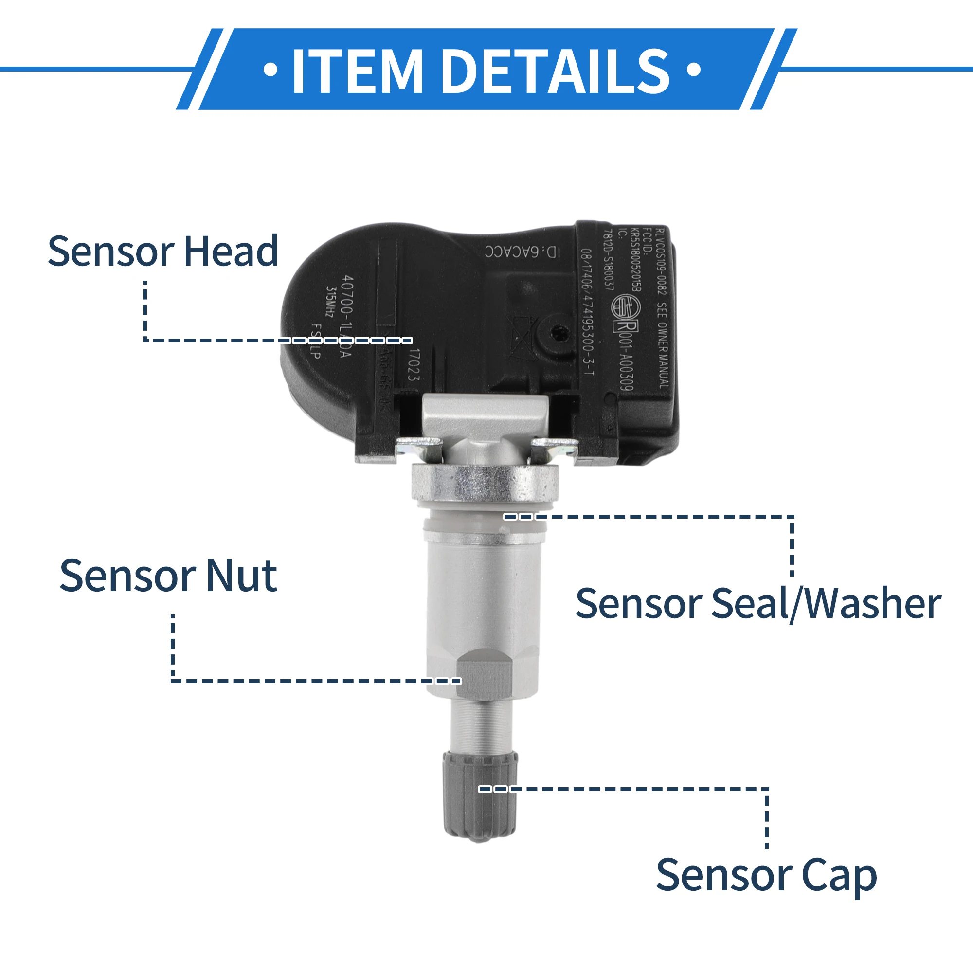 Sensor Tekanan Ban UXCELL Sensor TPMS 315MHz No.407001LA0A/407001LA0C/407001LA0D/407003AN1A untuk Infiniti EX35 Journey 11-13