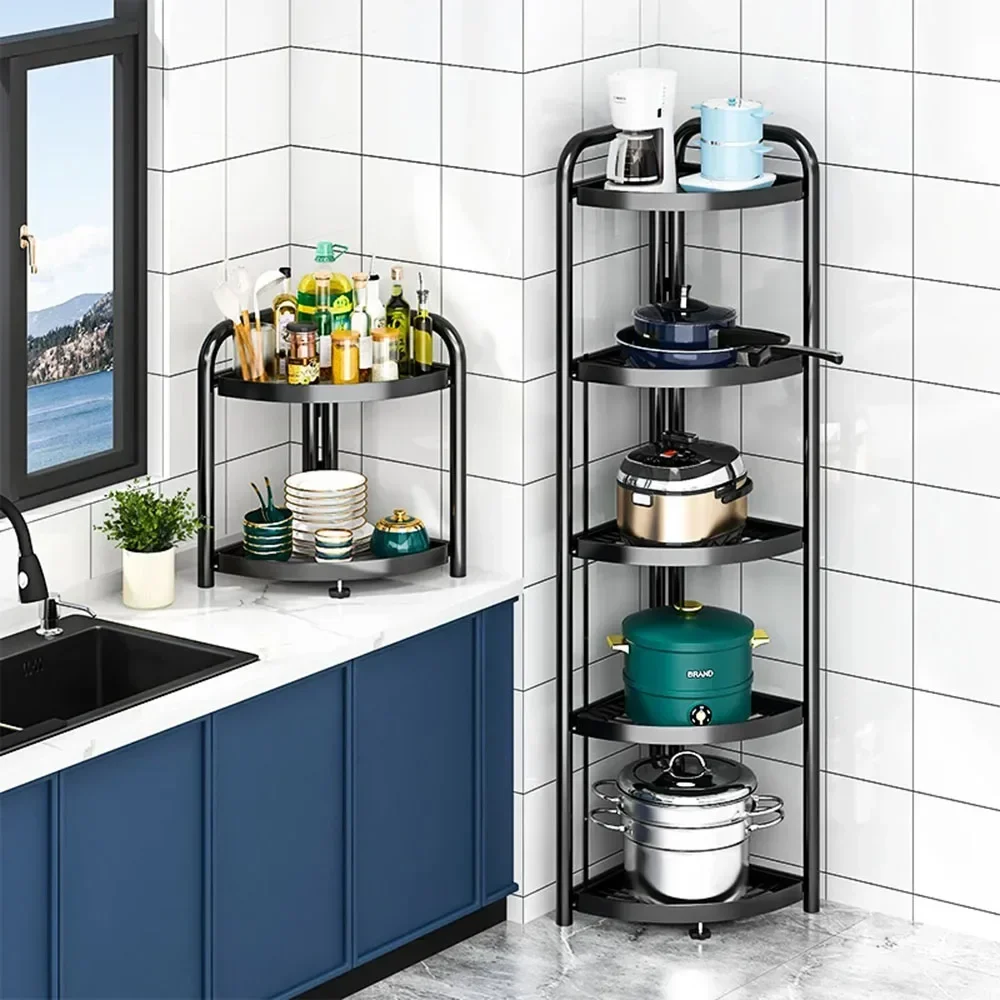 

For Kitchen Corner Shelf Non Installation Folding Rack Household Multi-Layer Storage Shelf Carbon Steel Storage Racks