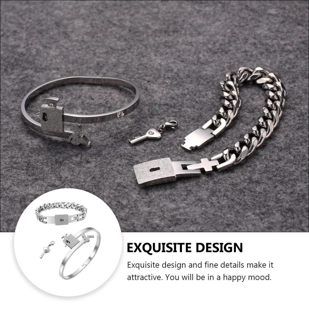 

1Pair Titanium Steel Couple Bracelets Exquisite Hand Jewelry Valentine'S Day Gift For Women Men Stainless Steel Concentric Lock