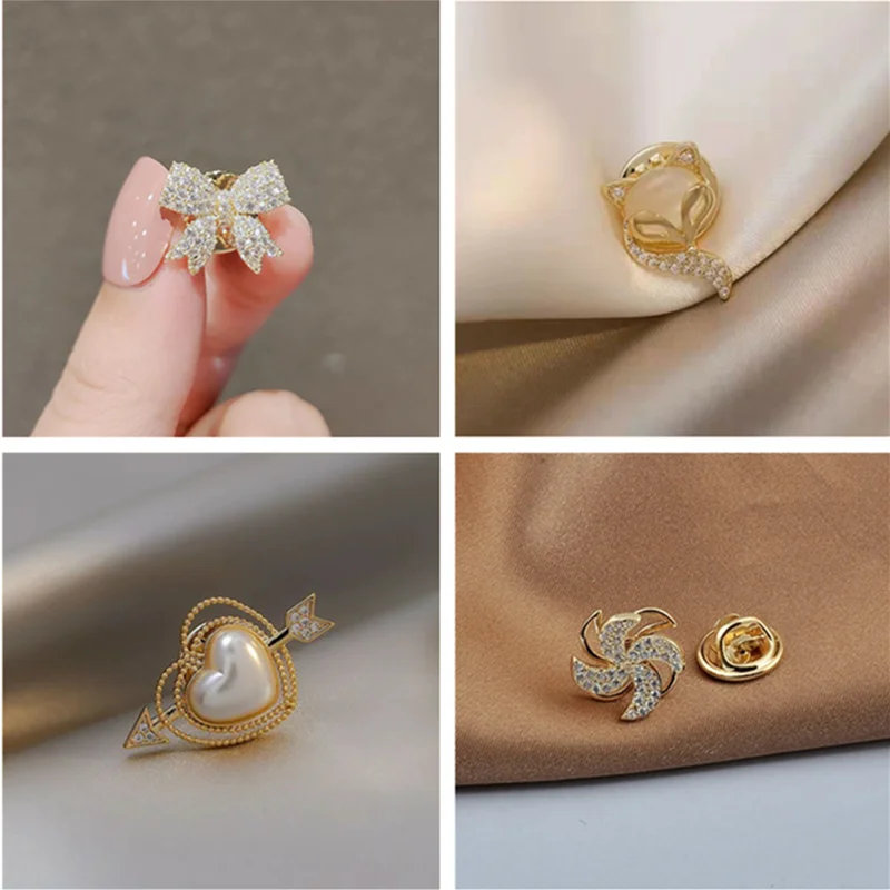 Shining Crystal Flower Brooches For Women Colorful Brooch Fixed Clothes Lapel Pins Sweater Coat Clothing  Clothing Accessories